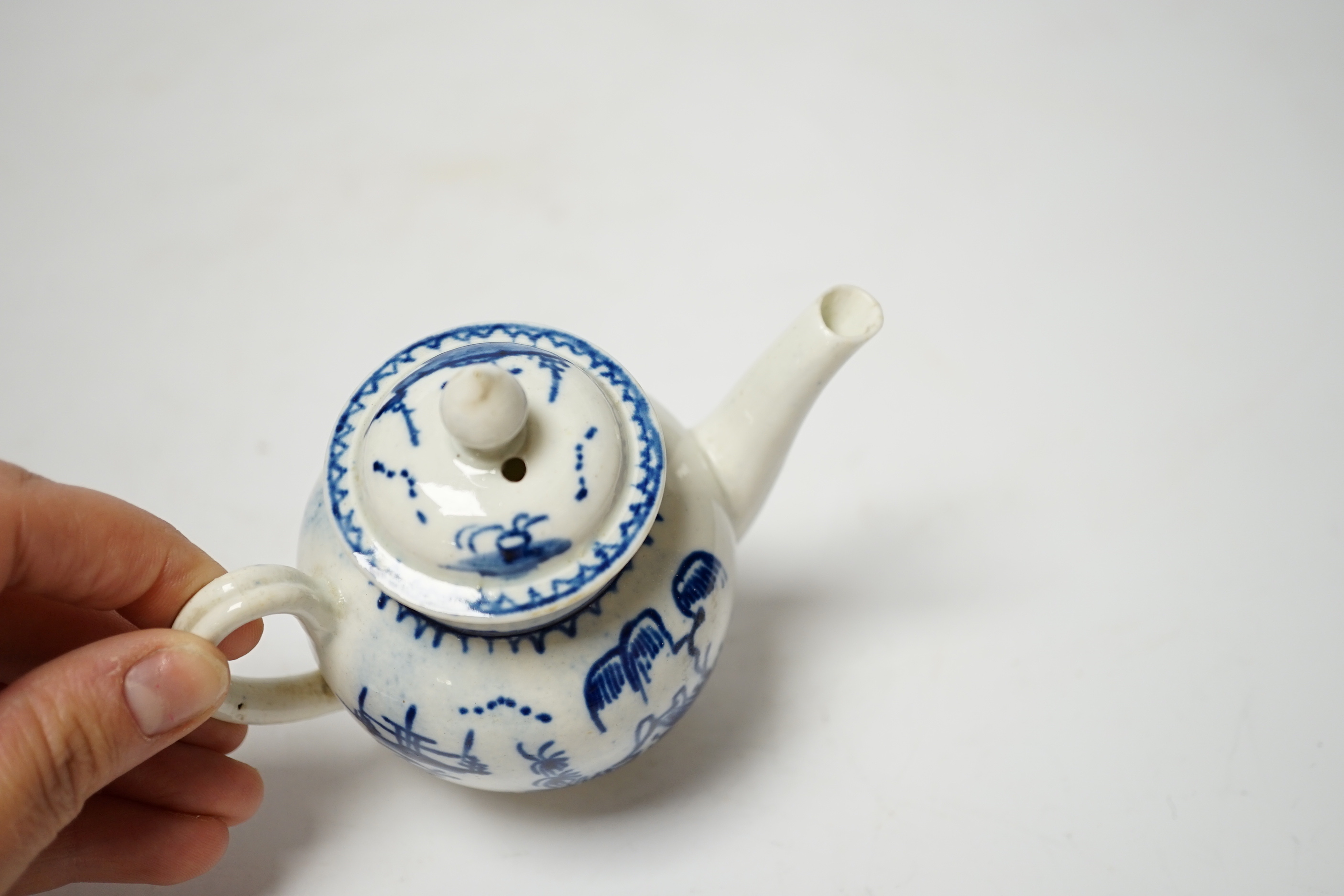 An 18th century John Pennington, Liverpool toy teapot, 10cm